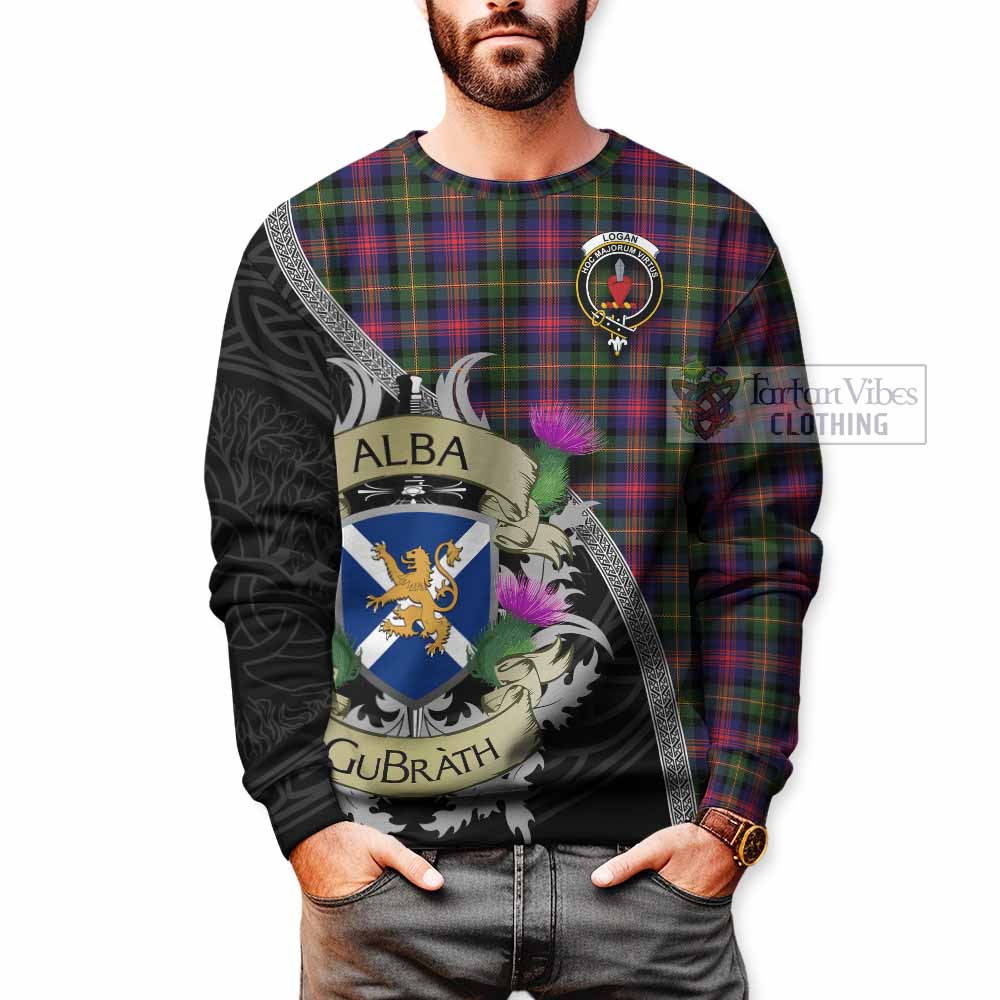 Tartan Vibes Clothing Logan Tartan Family Crest Sweatshirt Lion Rampant Royal Thistle Shield Celtic Inspired