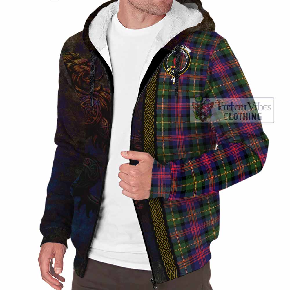 Tartan Vibes Clothing Logan Tartan Family Crest Sherpa Hoodie Alba Gu Brath Be Brave Lion Ancient Style