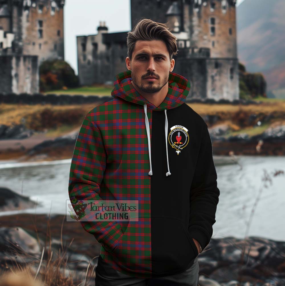 Tartan Vibes Clothing Logan Tartan Cotton Hoodie with Family Crest and Half Of Me Style
