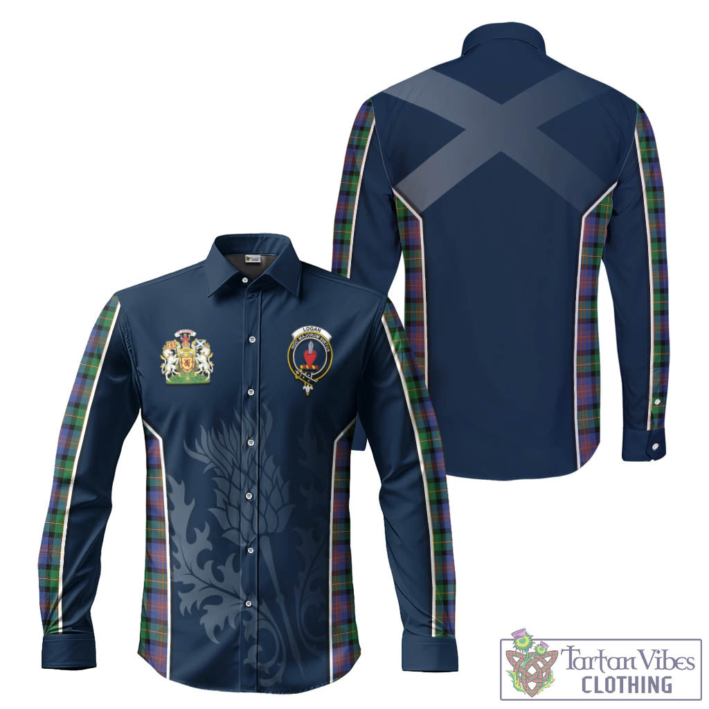 Tartan Vibes Clothing Logan Ancient Tartan Long Sleeve Button Up Shirt with Family Crest and Scottish Thistle Vibes Sport Style