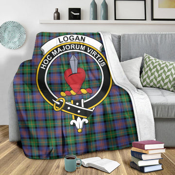 Logan Ancient Tartan Blanket with Family Crest