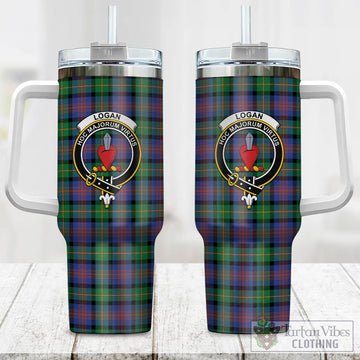 Logan Ancient Tartan and Family Crest Tumbler with Handle