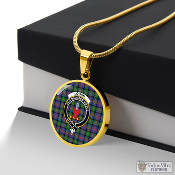 Logan Ancient Tartan Circle Necklace with Family Crest