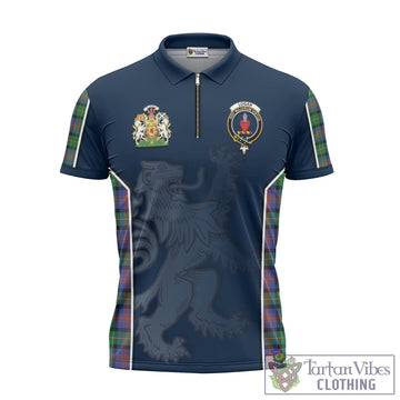 Logan Ancient Tartan Zipper Polo Shirt with Family Crest and Lion Rampant Vibes Sport Style