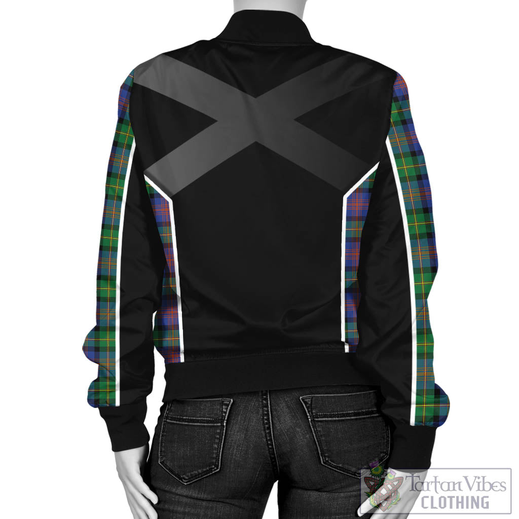Tartan Vibes Clothing Logan Ancient Tartan Bomber Jacket with Family Crest and Scottish Thistle Vibes Sport Style