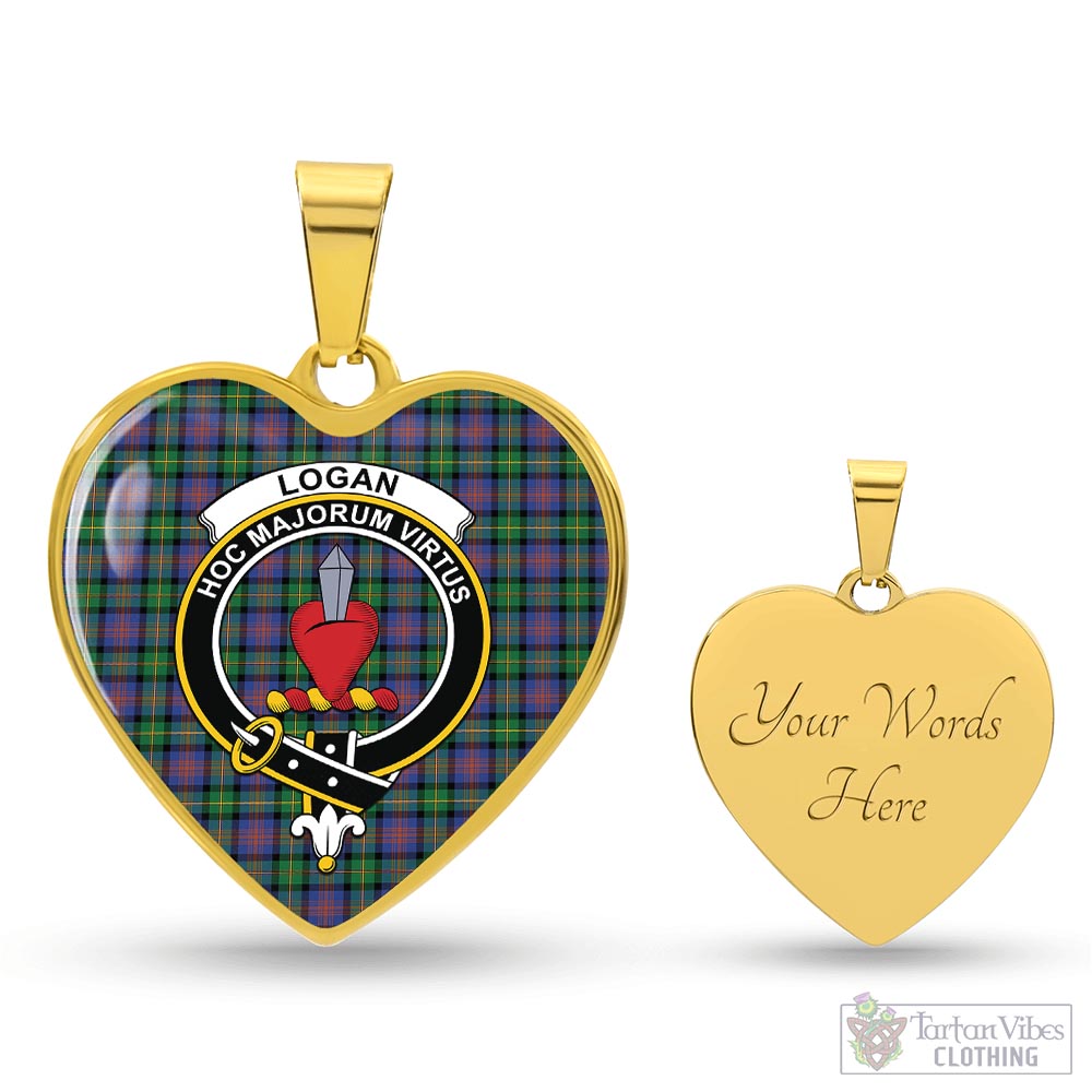 Tartan Vibes Clothing Logan Ancient Tartan Heart Necklace with Family Crest