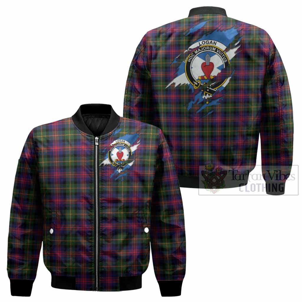 Logan Clan Crest In Me Tartan Bomber Jacket Scotland Flag Style
