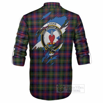 Logan Clan Crest In Me Tartan Ghillie Shirt Scotland Flag Style