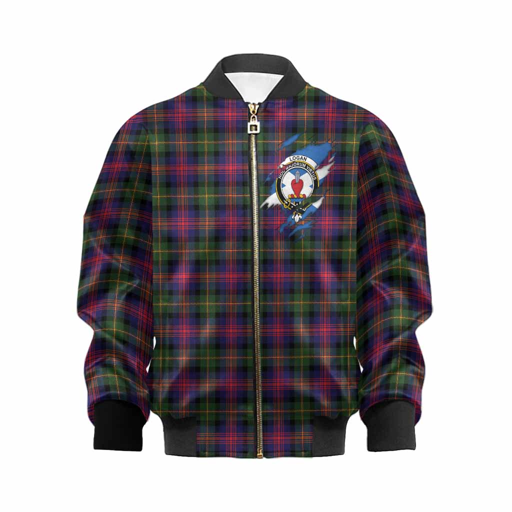 Logan Clan Crest In Me Tartan Kid Bomber Jacket Scotland Flag Style