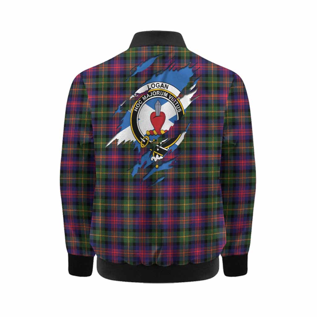 Logan Clan Crest In Me Tartan Kid Bomber Jacket Scotland Flag Style