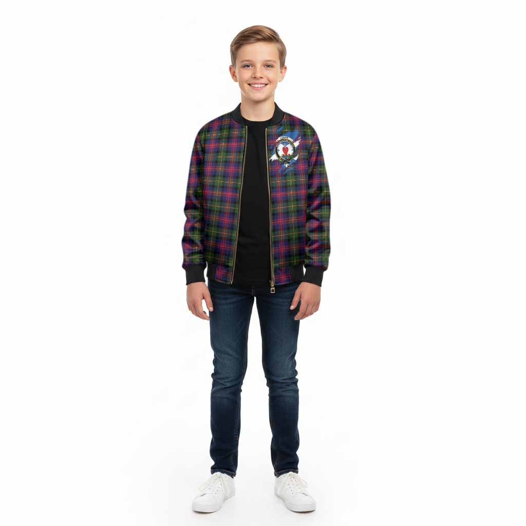 Logan Clan Crest In Me Tartan Kid Bomber Jacket Scotland Flag Style