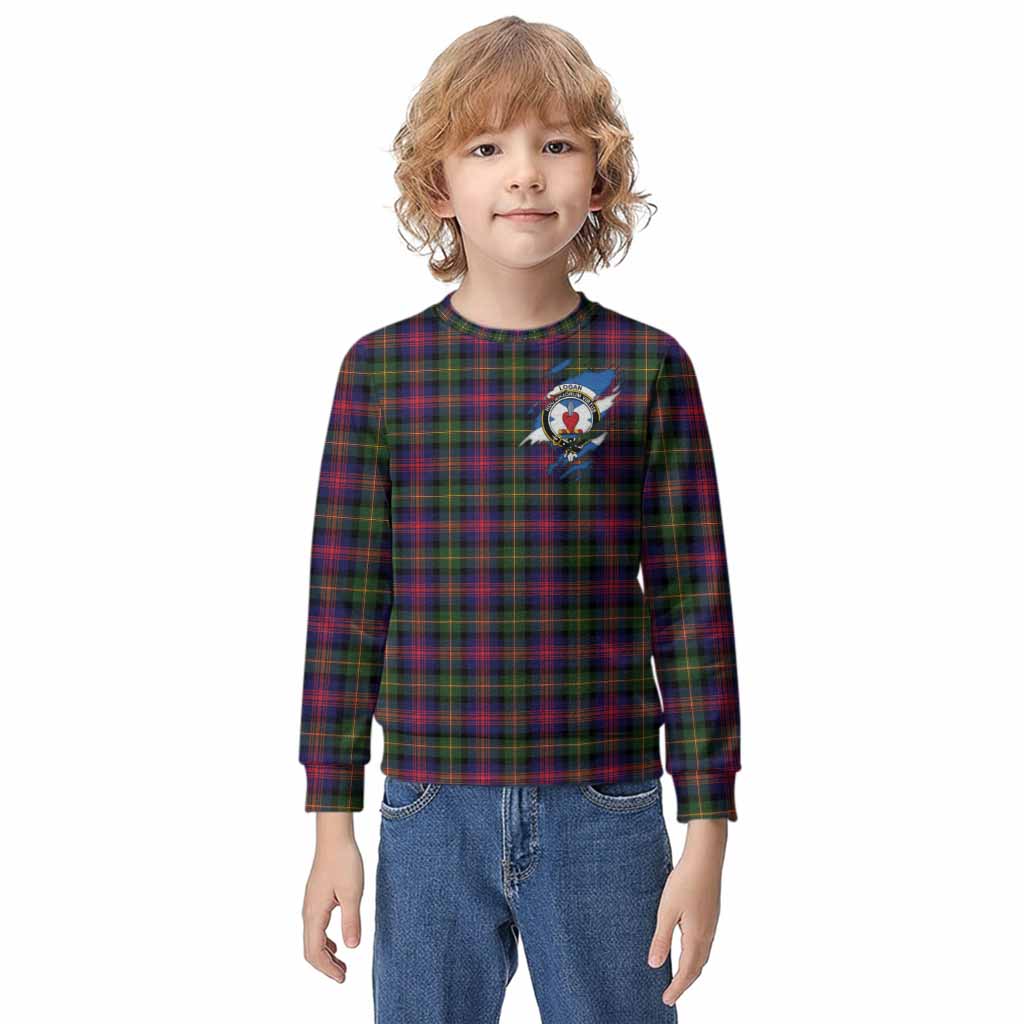 Logan Clan Crest In Me Tartan Kid Knitted Sweatshirt Scotland Flag Style