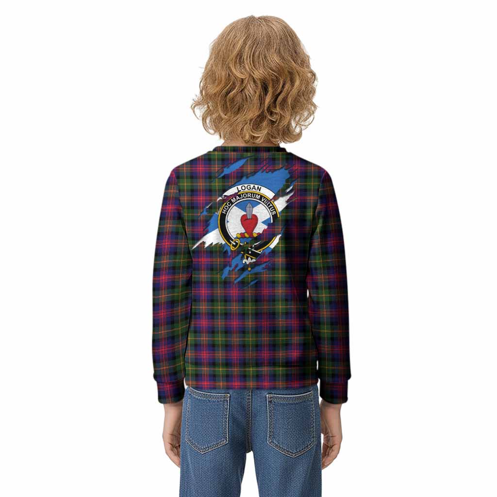 Logan Clan Crest In Me Tartan Kid Knitted Sweatshirt Scotland Flag Style