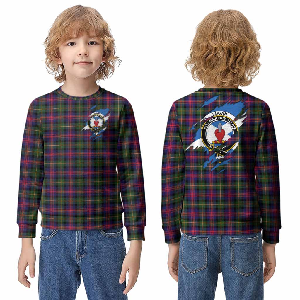 Logan Clan Crest In Me Tartan Kid Knitted Sweatshirt Scotland Flag Style