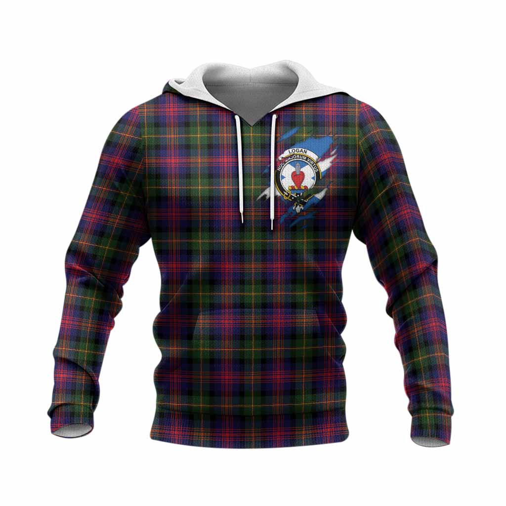 Logan Clan Crest In Me Tartan Knitted Hoodie Scotland Flag Style