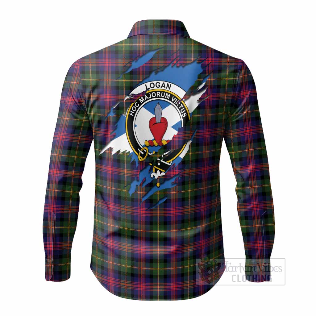 Logan Clan Crest In Me Tartan Long Sleeve Button Shirts Scotland Flag Style