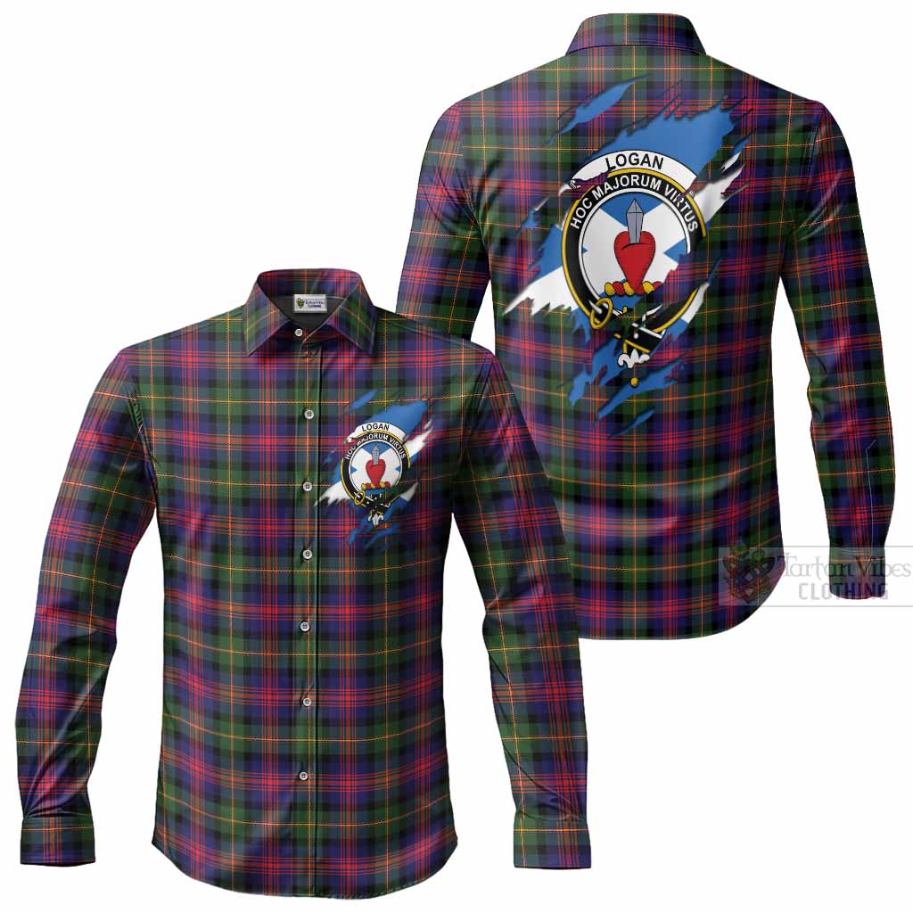 Logan Clan Crest In Me Tartan Long Sleeve Button Shirts Scotland Flag Style
