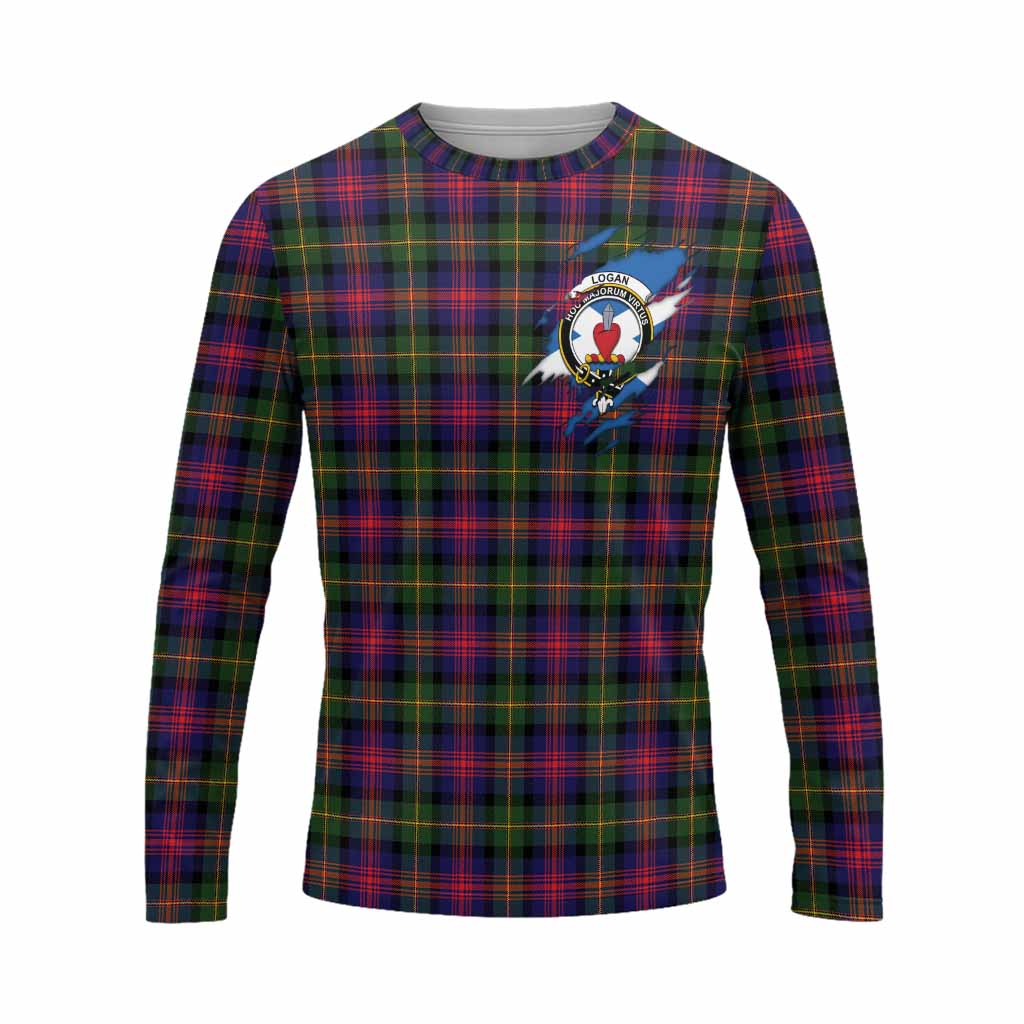 Logan Clan Crest In Me Tartan Long Sleeve T-Shirt Scotland Flag Style