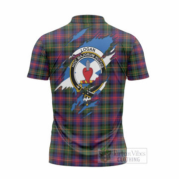 Logan Clan Crest In Me Tartan Zipper Polo Shirt Scotland Flag Style