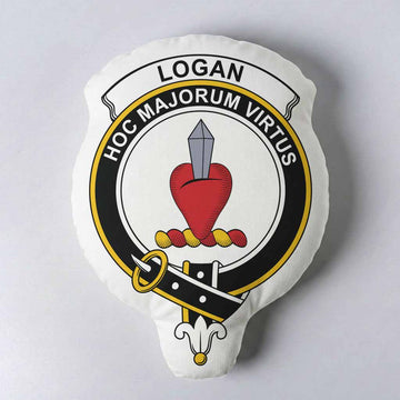 Logan Clan Crest Shaped Throw Pillow, Scottish Clan Badge Decorative Pillow