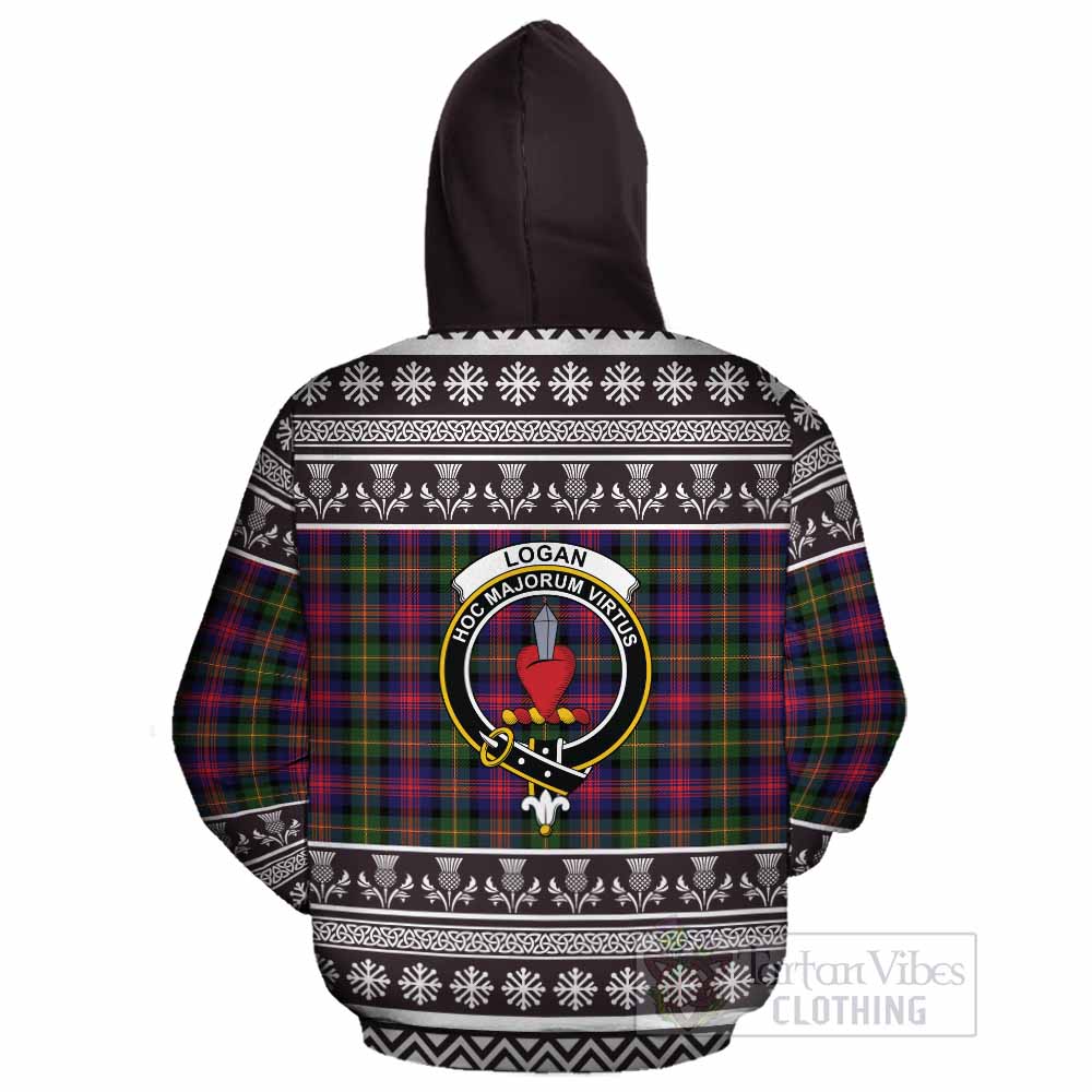 Logan Clan Tartan Christmas Cotton Hoodie with Family Crest - Tartan Vibes Clothing