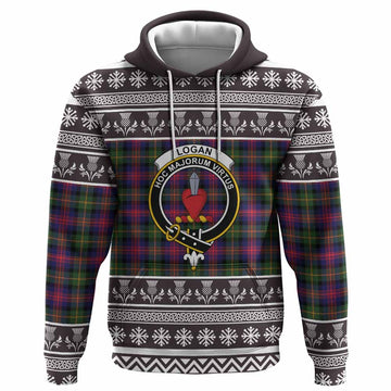 Logan Clan Tartan Christmas Hoodie with Family Crest