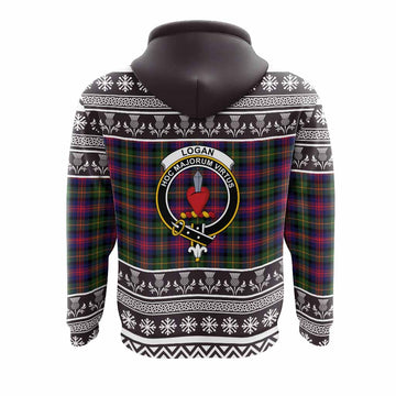 Logan Clan Tartan Christmas Hoodie with Family Crest