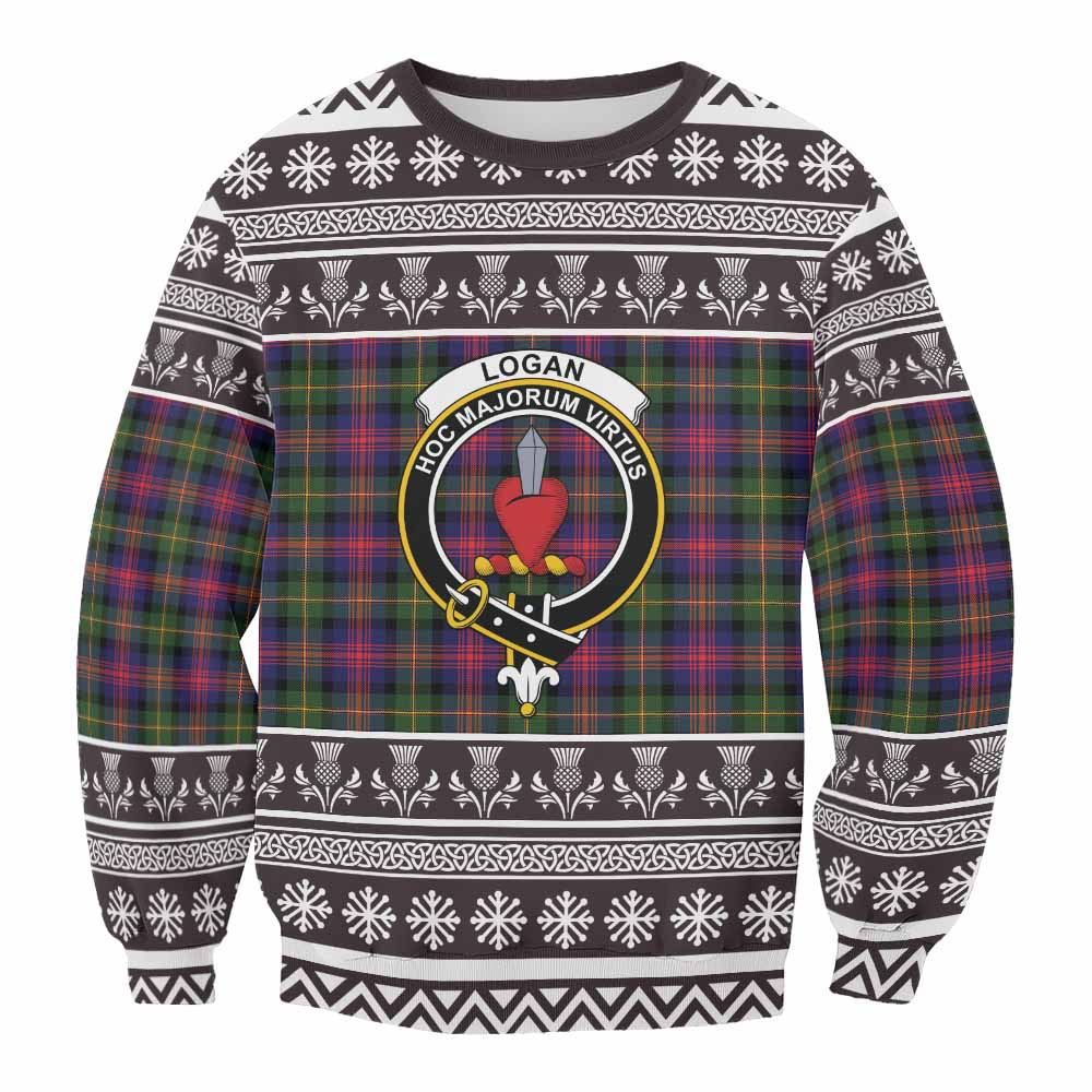 Logan Clan Tartan Christmas Sweatshirt with Family Crest - Tartan Vibes Clothing