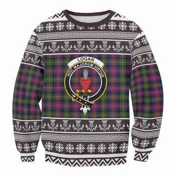 Logan Clan Tartan Christmas Sweatshirt with Family Crest