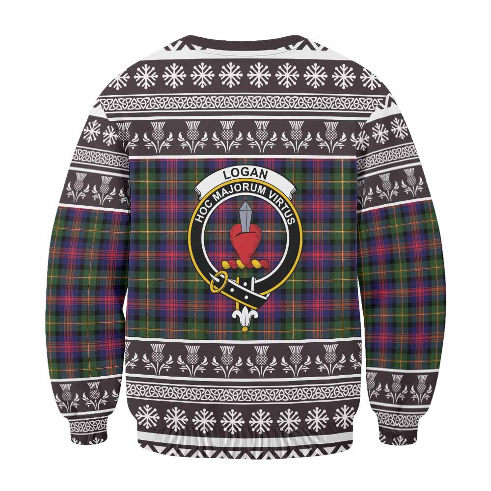 Logan Clan Tartan Christmas Sweatshirt with Family Crest - Tartan Vibes Clothing