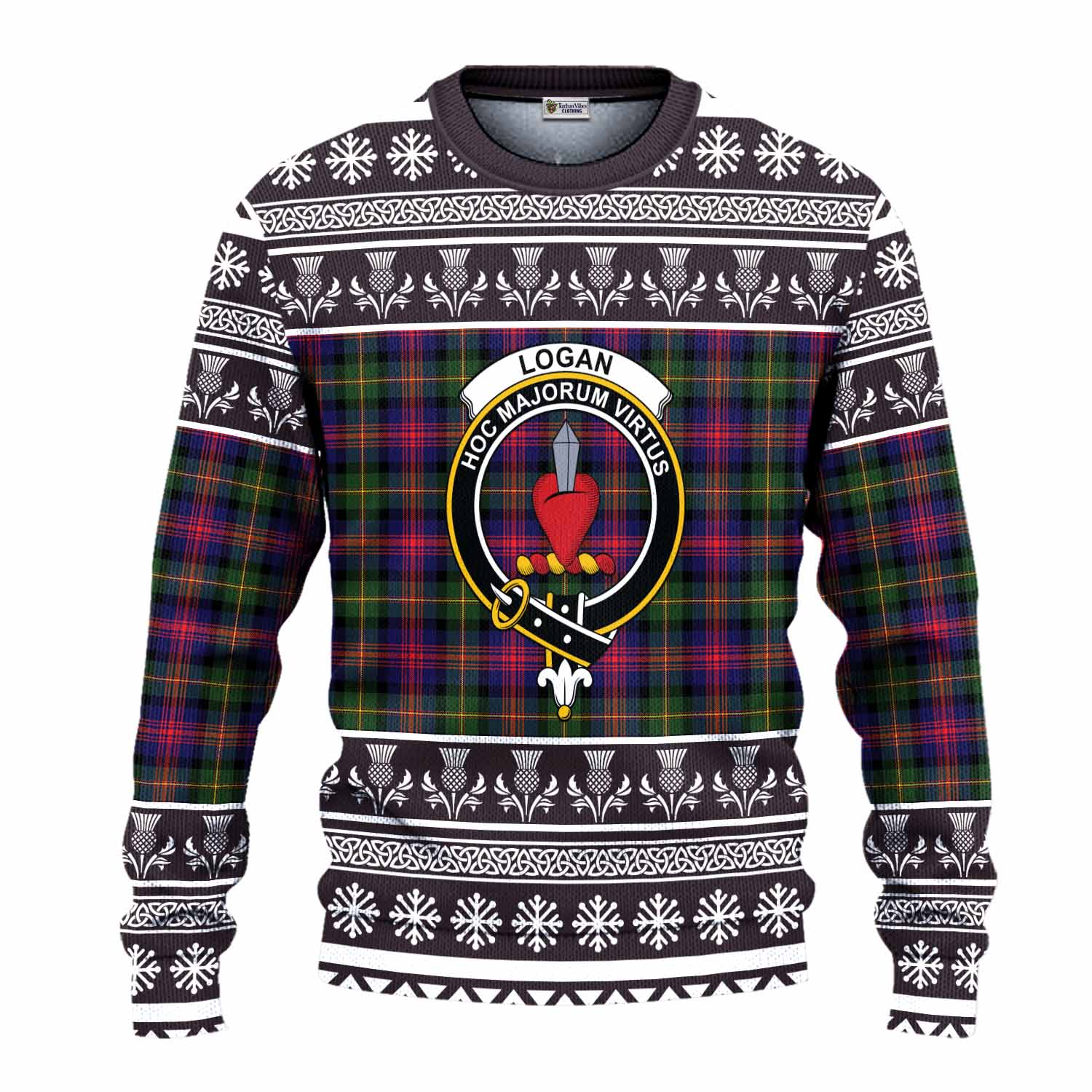 Logan Clan Tartan Christmas Ugly Sweater with Family Crest - Tartan Vibes Clothing