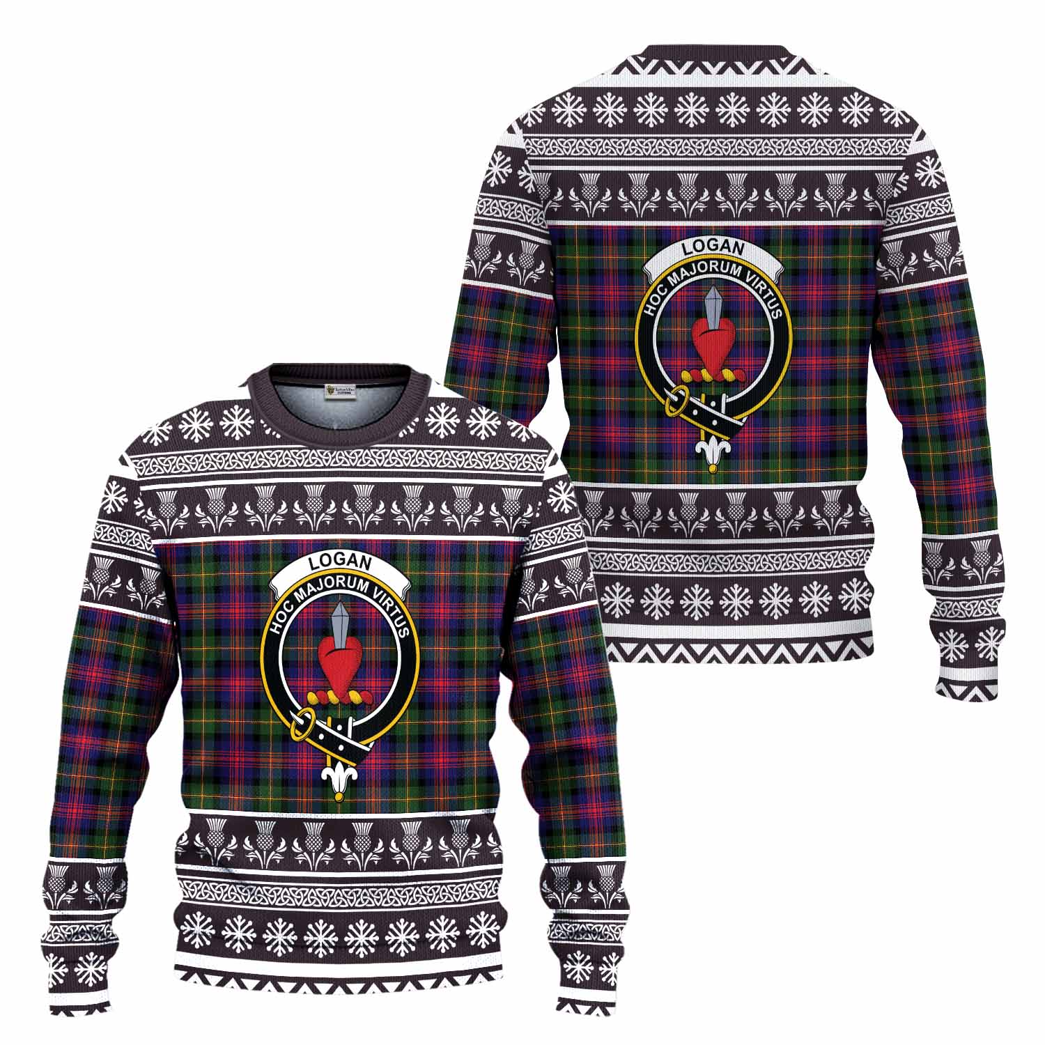 Logan Clan Tartan Christmas Ugly Sweater with Family Crest - Tartan Vibes Clothing