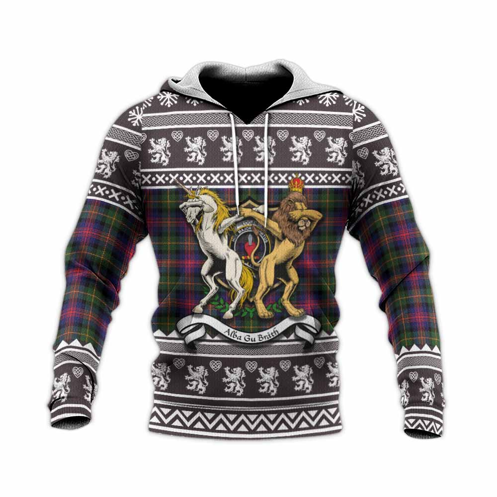 Logan Clan Tartan Crest Christmas Knitted Hoodie Coat of Arms Funny Style - Tartan Vibes Clothing
