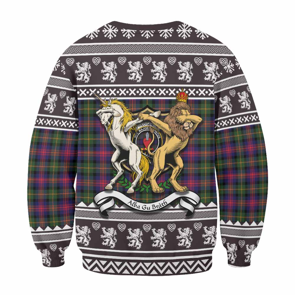 Logan Clan Tartan Crest Christmas Sweatshirt Coat of Arms Funny Style - Tartan Vibes Clothing