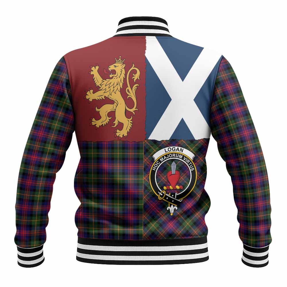 Logan Crest Tartan Baseball Jacket with Lion Rampant Saltire Style