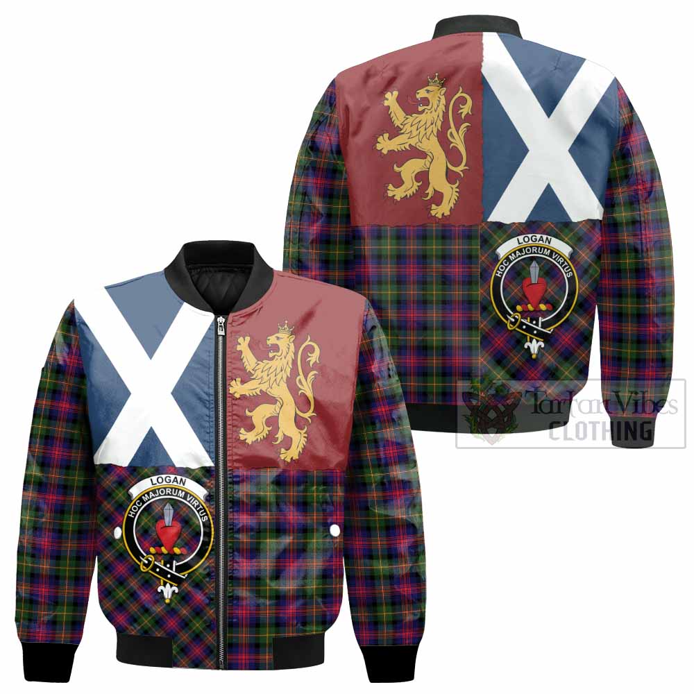 Logan Crest Tartan Bomber Jacket with Lion Rampant Saltire Style