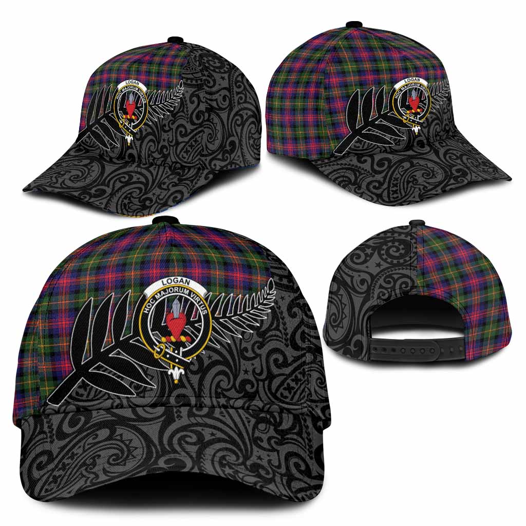 Logan Crest Tartan Classic Cap with New Zealand Silver Fern Half Style