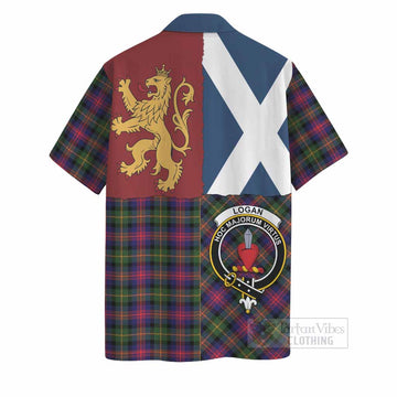 Logan Crest Tartan Hawaiian Shirt with Lion Rampant Saltire Style