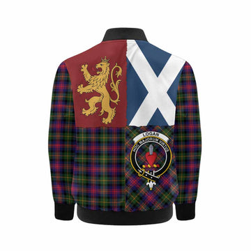 Logan Crest Tartan Kid Bomber Jacket with Lion Rampant Saltire Style