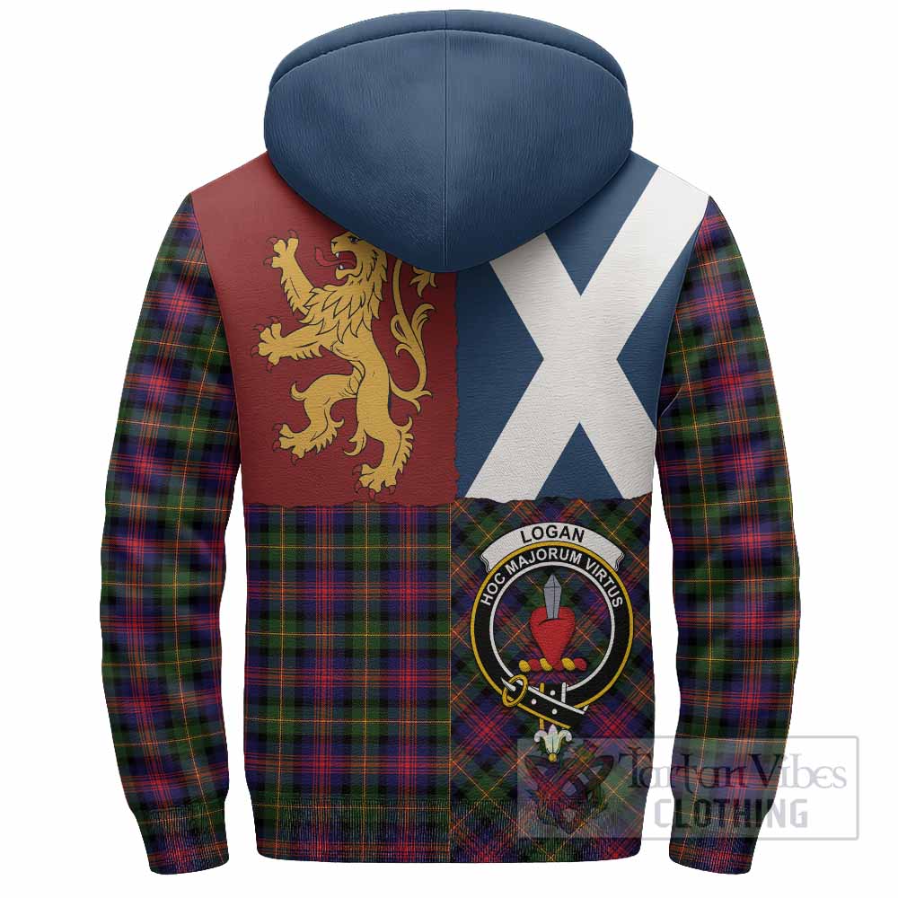 Logan Crest Tartan Sherpa Hoodie with Lion Rampant Saltire Style