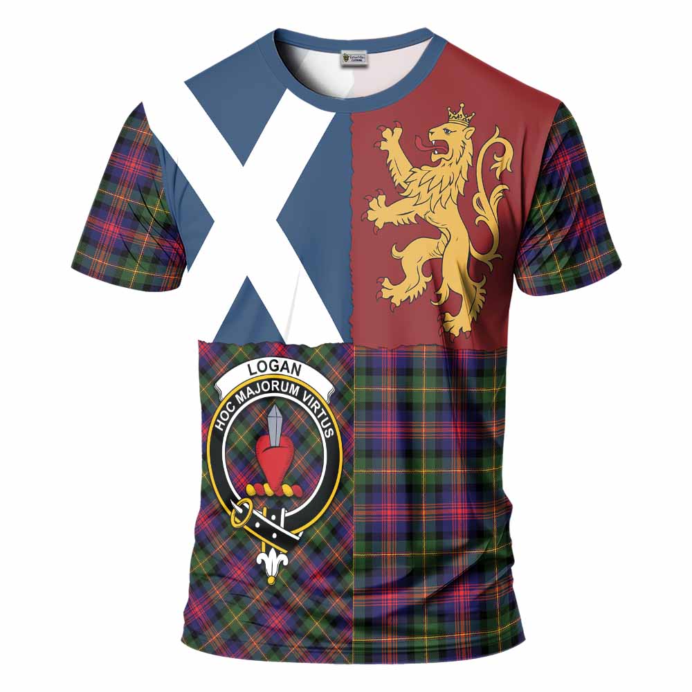 Logan Crest Tartan T-Shirt with Lion Rampant Saltire Style