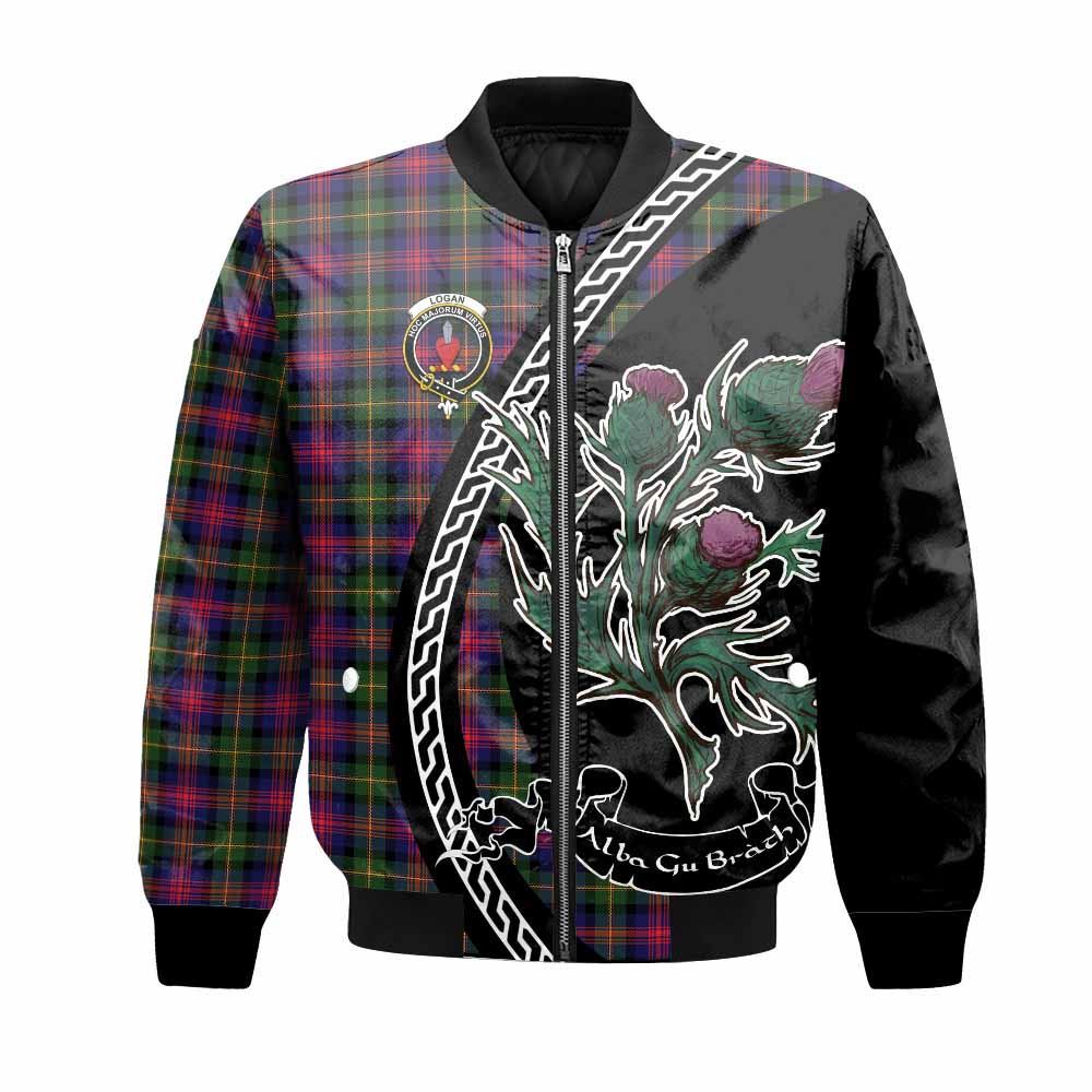 Logan Family Crest Tartan Bomber Jacket Alba Thistle Inspired - Tartan Vibes Clothing