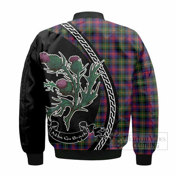 Logan Family Crest Tartan Bomber Jacket Alba Thistle Inspired