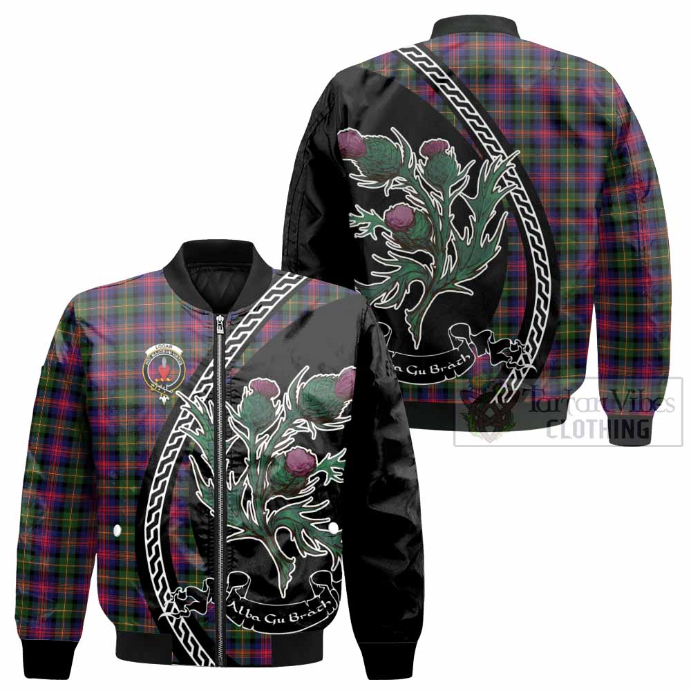 Logan Family Crest Tartan Bomber Jacket Alba Thistle Inspired - Tartan Vibes Clothing