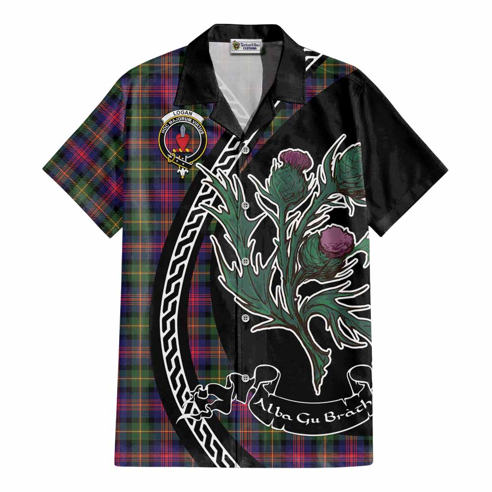 Logan Family Crest Tartan Cotton Hawaiian Shirt Alba Thistle Inspired - Tartan Vibes Clothing
