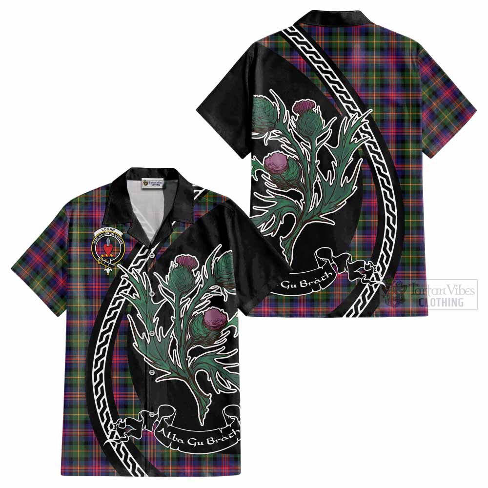 Logan Family Crest Tartan Cotton Hawaiian Shirt Alba Thistle Inspired - Tartan Vibes Clothing