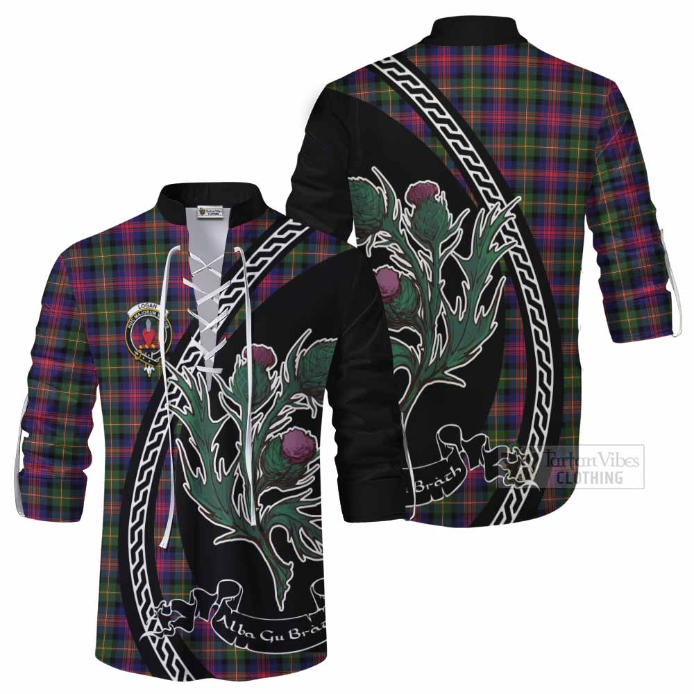 Logan Family Crest Tartan Ghillie Shirt Alba Thistle Inspired - Tartan Vibes Clothing