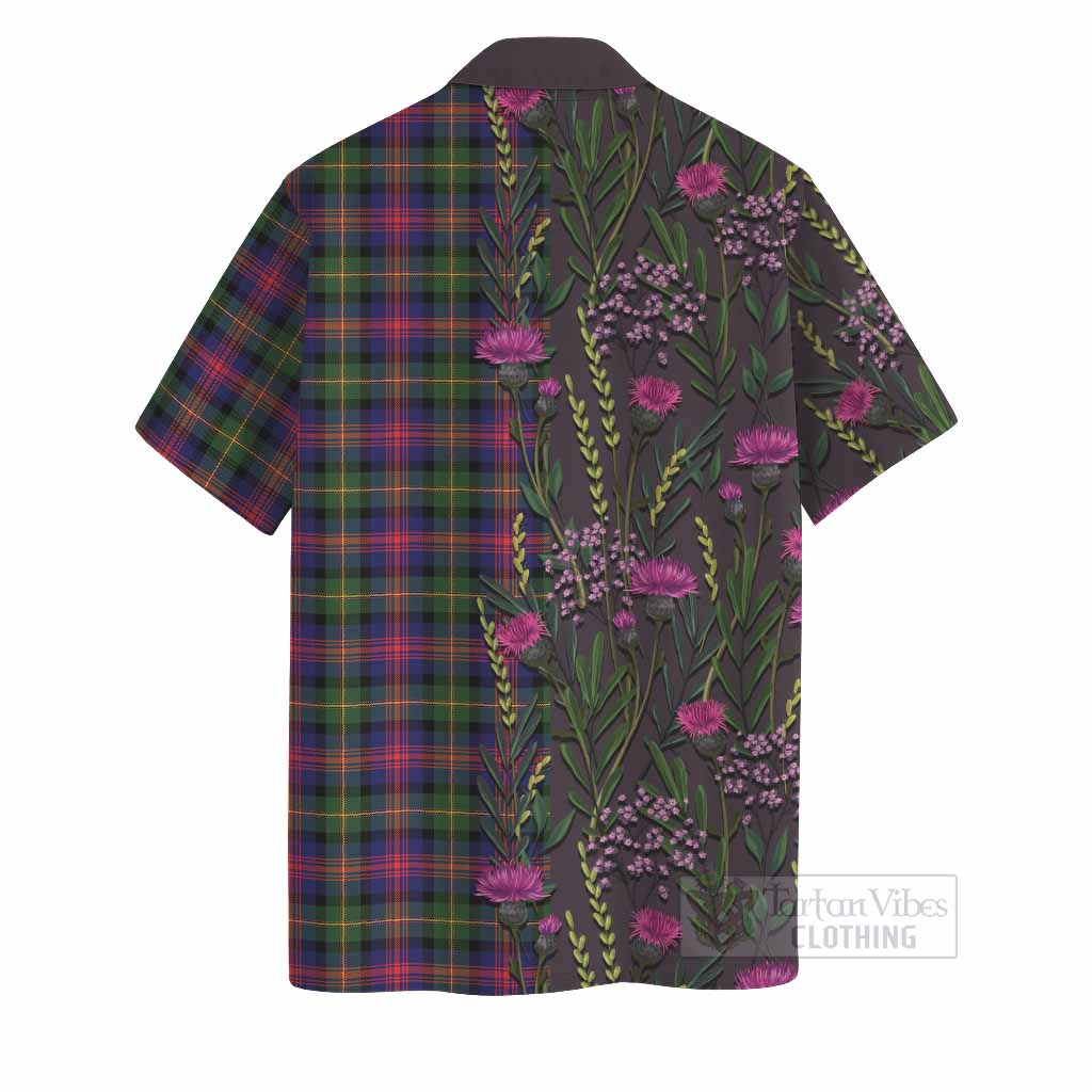 Logan Family Crest Tartan Hawaiian Shirt Scottish Thistle Flower Pattern Half Style - Tartan Vibes Clothing