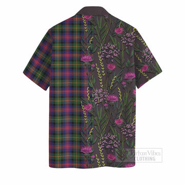 Logan Family Crest Tartan Hawaiian Shirt Scottish Thistle Flower Pattern Half Style
