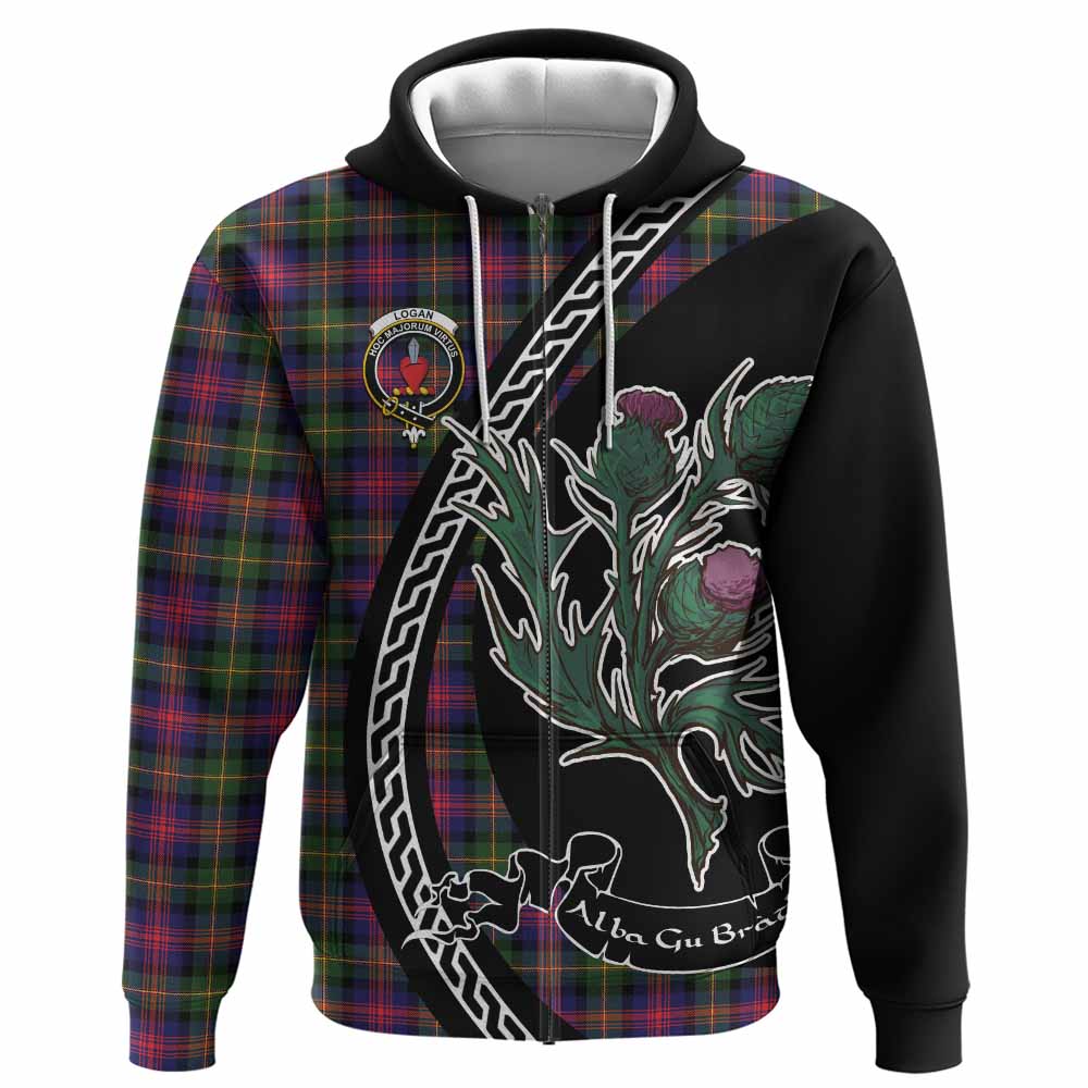 Logan Family Crest Tartan Hoodie Alba Thistle Inspired - Tartan Vibes Clothing